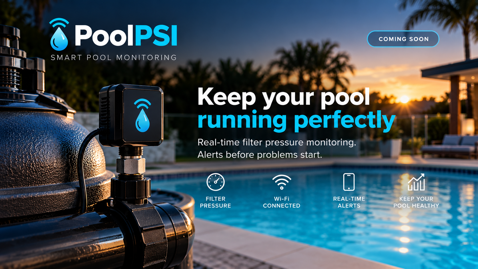 PoolPSI — smart pool filter pressure monitoring. Coming soon.